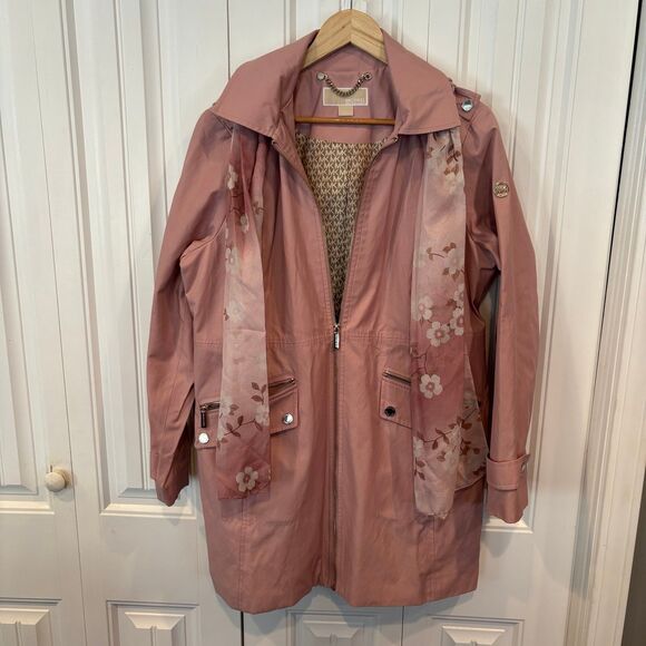 MICHAEL Michael Kors Pink Hooded Jacket With Scarf Size Large - Picture 1 of 11
